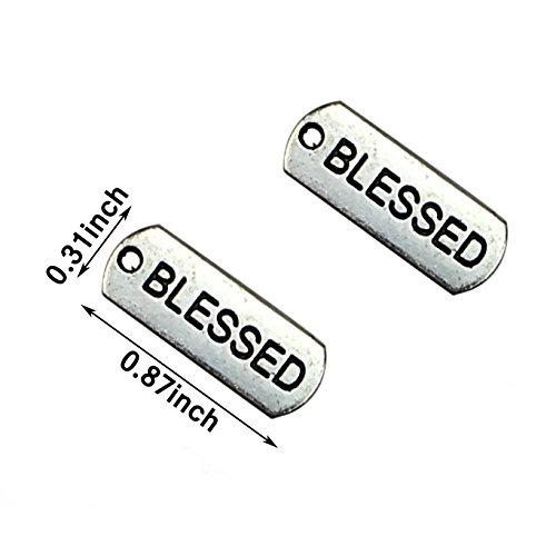 50PCS Inspirational Message Charm Pendants, Silver Tone by ZXSWEET