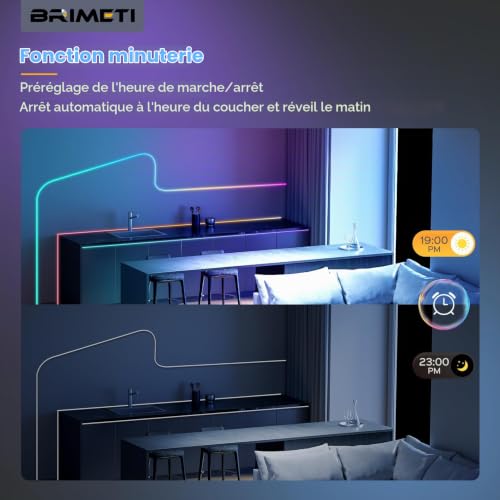 BRIMETI 15 m RGB Neon LED Strip Multi-Coloured App Control 220 V Flexible Waterproof Cuttable Music Sync LED Strip Light for Indoor Outdoor Use
