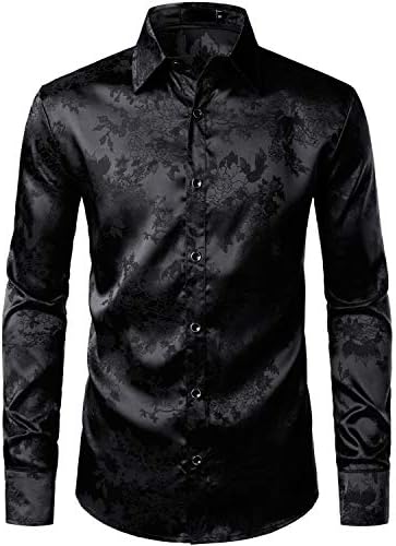 COOFANDY Men's Luxury Satin Dress Shirt Shiny Silk Long Sleeve Button Up Shirts Wedding Shirt...