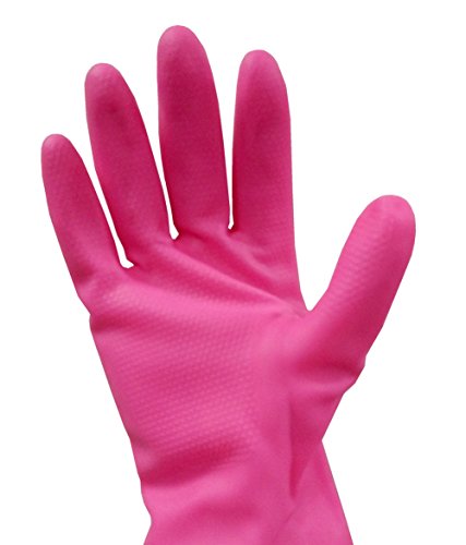 Cute Cleaning Gloves Kitchen Gloves VANORIG Thickening Waterproof Dish Washing Gloves Household Gloves with Lining ,1 Pair (Flowers-02)