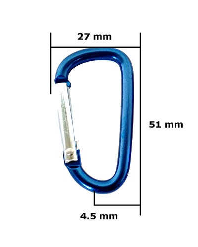 2"/5cm Carabiner Assorted Colors D Shape Spring-loaded Gate Aluminum Carabiner for Home, Rv, Camping, Fishing, Hiking, Traveling and Keychain, Pack of 20 - Thumbnail 4