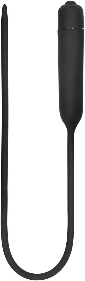 Shots Silcone Vibrating Bullet Plug Extra Long, Urethral Sounding, Black, 64 g