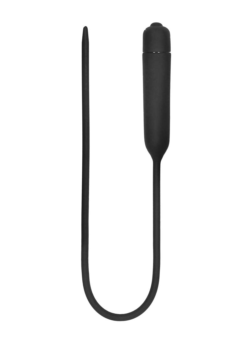 Shots Silcone Vibrating Bullet Plug Extra Long, Urethral Sounding, Black, 64 g