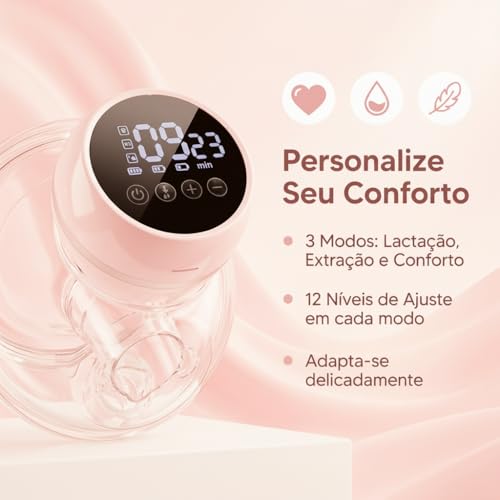 Bomba De Tirar Leite Elétrica Portátil Recarregável Libera Mãos É Anti-vazamento E Tem 3 Modos 12 Níveis De Sucção Bomba Extratora de Leite (branco)