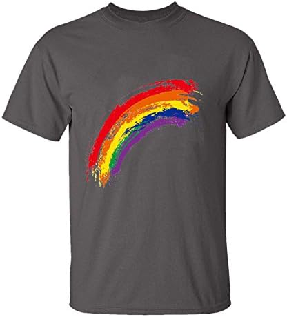 Yigenvren Mens Personality Watercolor Graffiti Rainbow Fashion Funny T Shirt M heavyGray