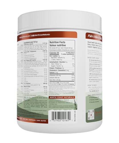North Coast Naturals Ultimate Daily Greens | Superfood blend of superfruits, land, and sea greens - 570 g - Berry Medley