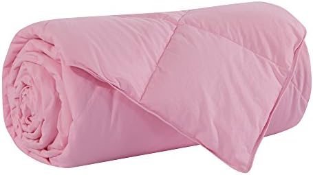 Summer Lightweight 100% Hungarian White Goose Down Comforter, Solid Pink (CAL King(108x98 inch))