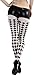 ToBeInStyle Women's Harlequin Designed Opaque Full Footed Pantyhose - BLACK/WHITE