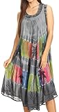 Sakkas 101RC Palm Tree Tie Dye Caftan Dress / Cover Up - Grey - One Size