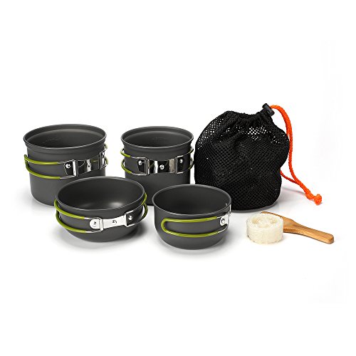 Camping Cookware Set, MaleDen Lightweight Compact Durable Outdoor
Cooking Mess Kit Backpacking Gear for Hiking Picnic Pot Pan Bowls, 9
Piece Cookset with Bug Out Bag for 3-4 People