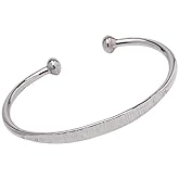 VN Jewelry Women's Silver Bracelet - Statement 925 Sterling Silver Torque Bangle Bracelet for Women Ladies Girls - Crushed Hammered Bangle