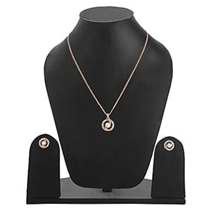 Estele 24 Kt Rose Gold Plated CZ Whirlpool Chain Necklaces