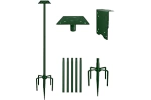 Sungaryard 90Inch Heavy Duty Bird House Pole Mount Kit with Frosted, Bird Feeder Pole Kit with 5 Prongs Base and 2 Plates, for Outdoor, Yard, Garden, Green(Birdhouse Not Include)