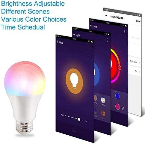 Smart LED Light Bulb Cold White Lamp Compatiable with Alexa, Echo, Google Home Free APP Remote Controlled Home Night Lamp with RGB Coloring Changing，6000K,1 Pack.