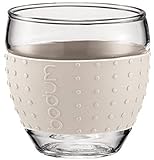 Bodum 3-Ounce Pavina Glasses with Silicone Grip, White, Set of 2