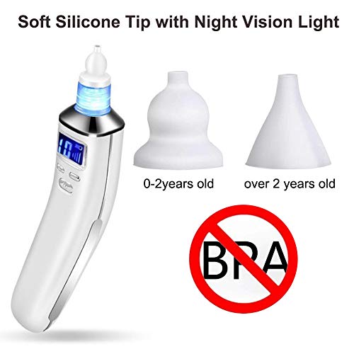 Electric Baby Nasal Aspirator Nose Cleaner and Snot Sucker - Adjustable Settings and Reusable Tips with LCD Screen - Thumbnail 4