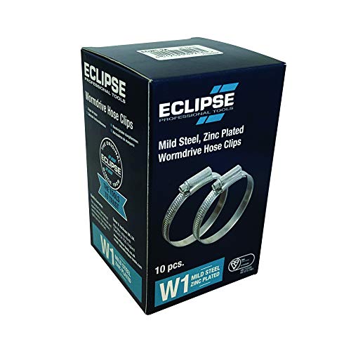 Eclipse Professional Tools ECW1-2X W1 Box of 10 45-60mm (1 ¾ - 2 ⅜) Mild Steel Worm Gear Hose Clamps