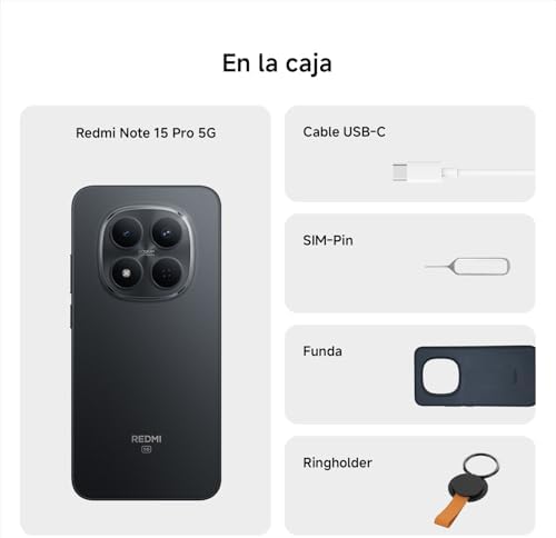REDMI Note 15 Pro 5G - Smartphone de 8+256GB, Ecrã AMOLED de 6,83" 1,5K, MediaTek Dimensity 7400-Ultra, Câmara de 200MP, Bateria de 6580 mAh, Carregador Não Incluído, Titânio (Versão ES)
