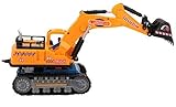 Techege Battery Powered Excavator Construction Toy- Flashing Lights, Music, Moves Around on Its Own and Changes Directions When It Touches Something - Great Gift Idea Sure to Keep Kids Entertained for Hours