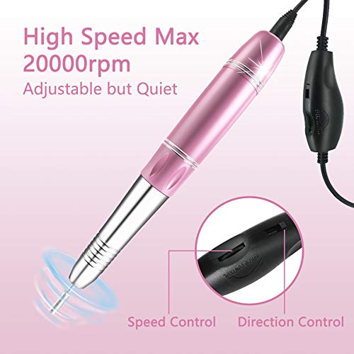Nail Drill,Electric Nail Drill for Acrylic Nails,Efile Nail Drill Kit,Portable Gel Nail File Machine,Professional Manicure Nail Drill Set 20000rpm Pedicure Polishing Shape Tools