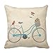 HLPPC ® Bicycle with Birds Throw Pillows Cushion Cover Fashion Home Decorative Pillowcase Cotton Polyester Pillow Cover 18 x 18 Inches One Side