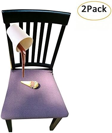 Waterproof Dining Chair Cover Protector - Pack of 2 - Perfect For Pets, Kids, Elderly, Restaurants, Party - Machine Washable, Elastic, Removable, Premium Quality, Clean the Mess Easily (Eggplant)