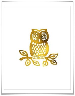 Owl Gold Foil Nursery Art Print. 7 Foil Colours. 3 Sizes. Animal Print. Bird Poster