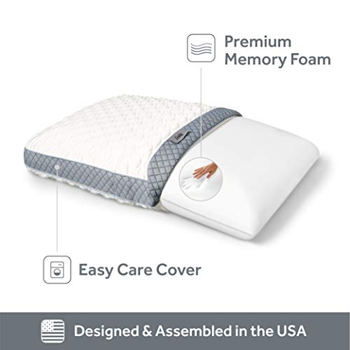 Sealy DuoChill Cooling Memory Foam Pillow, Standard (Pack of 1), White & Sealy Molded Memory