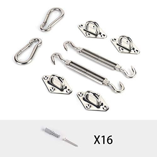 Sekey Sonnensegel Befestigungs Kit Zubehör Montage 8 Zoll, zur Befestigung von rechteckigen und quadratischen Sonnensegel, Karabiner Montageset aus Edelstahl, 40-teilig – Bild 5