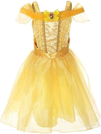 ReliBeauty Little Girl's Princess Belle Costume Dress up RB-G9169, 5, Yellow