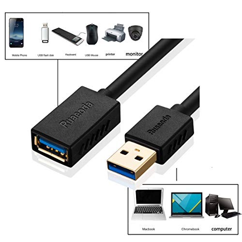 USB 3.0 Extension Cable 12 ft,Ruaeoda 12 Foot USB Power Extension Cable SuperSpeed USB 3.0 Type A Male to Female Extension Cord for Xbox,Printer,Playstation,USB Flash Drive,Card Reader,Hard Drive