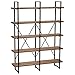 IRONCK Bookshelf, Double Wide 5-Tier Open Bookcase Vintage Industrial Large Shelves, Wood and Metal Etagere Bookshelves, for Home Decor Display, Office Furniture
