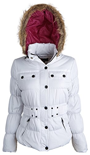 Dollhouse Womens Hooded Down Alternative Quilted Warm Winter Puffer Bubble Coat - Whitney Plaid (Large)