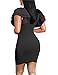 Mokoru Women's Sexy Ruffle Short Sleeve Hollow Out Bodycon Party Mini Club Dress, X-Large, Black