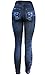 KMystic Women's Denim Print Fake Jeans Leggings (Blue Rose)