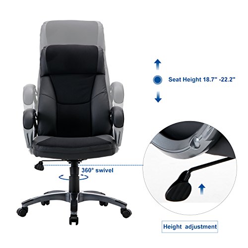 KADIRYA High Back Leather & Fabric Office Chair with Adjustable Tilt