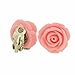 Big Size 19mm Color Rose Flower Design Fashion Clip-on Earrings, Pack of 5 Pairs