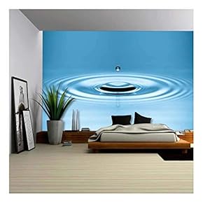 Water Drop Falling into Water Making a Perfect Concentric Circles - Removable Wall Mural | Self-Adhesive Large Wallpaper - 66x96 inches
