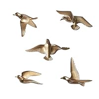 XAUIIO Resin Seagull Birds 3D Wall Decor Sculptures Hanging for Home, Pack of 5(Gold)