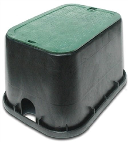 NDS 113BC* 10 in. Round Valve Box and Cover, 10 in. Height, Irrigation Control Valve Lettering, Black Box, Green Overlapping Cover, Black/Green