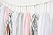 HEARTFEEL 20pcs Tissue Paper Tassel Garland White Grey Baby Pink Silver Bunting for Baby Shower, Bridal Shower, Birthday Party, Nursery Decoration Pom Poms (Color C)