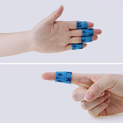MUEUSS Self Adhesive Bandage First Aid Tape Strong Elastic Wraps for Pets Animals & Ankle Sprains & Medical Support, Blue Star 1 Inch x 5 Yards,12 Rolls