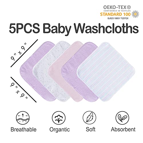 Viviland Baby Towels and Washcloths, Soft Absorbent Baby Girl Bath