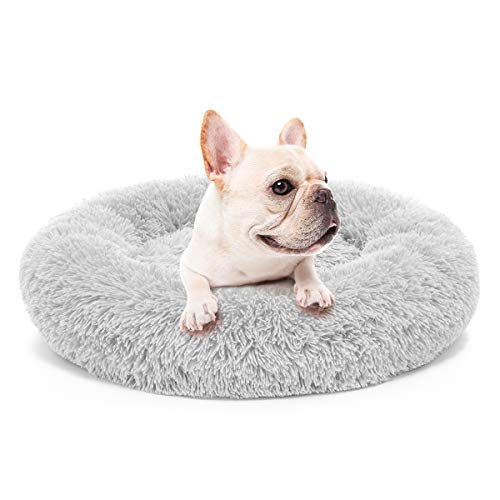 MIXJOY Orthopedic Dog Bed Comfortable Donut Cuddler Round Dog Bed Ultra Soft Washable Dog and Cat Cushion Bed (23” x 23”) (Grey)