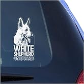 White German Shepherd Clear Vinyl Decal Sticker for Window, Dog Sign Art Print Design