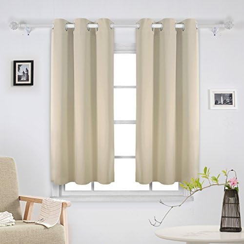 Blackout Curtains for Bedroom – Set of 2 42W x 54L Inch Thermal Insulated & Noise Reducing Panels–Home Window Room Darkening Sustainable Grommet Drapes for Living Room and Nursery, Beige