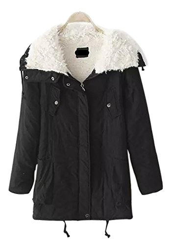 QZUnique Women's Lapel Collar Slim Fit Warm Winter Thicken Long Overcoat US 22W