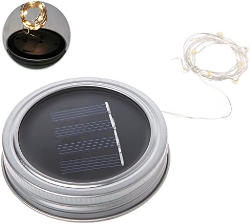 YDZN DIY Light String Solar Battery Operated Mason Jar Lid Copper wire Strip string ,10 LED 1m Length(Warm white)