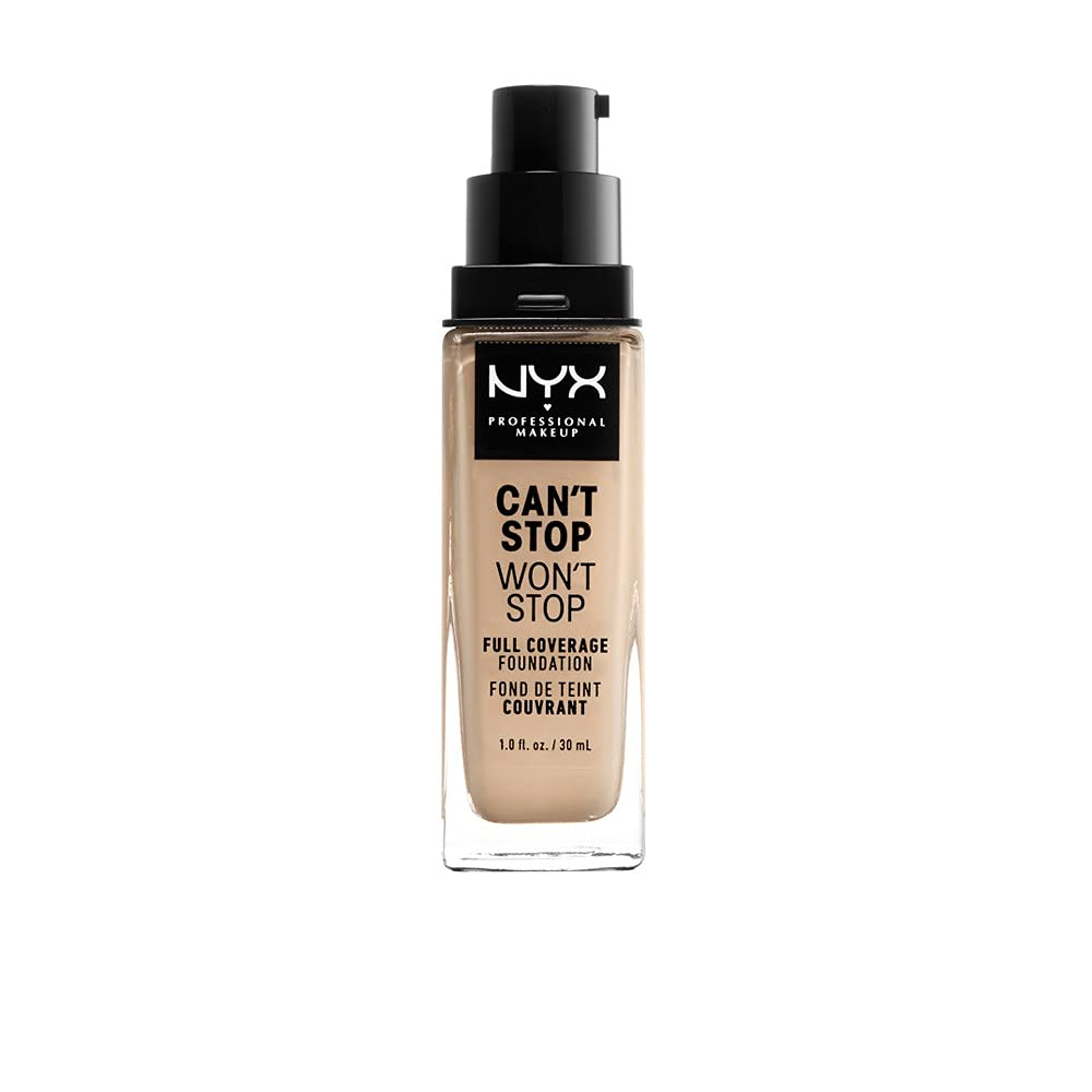 NYX Professional Makeup Can't Stop Won't Stop Full Coverage Foundation, Long Lasting, Waterproof, Vegan Formula, Matte Finish, Shade: Nude