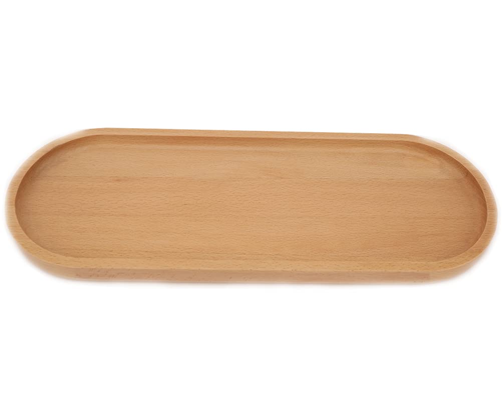 Photo 1 of Fermus Wooden Tray 12.5 Inch Long Jewelry Dish Cosmetics Organizer Bathroom Clutter Wood Decorative Serving Platter Small Storage Tray, Oval (1 Pack)